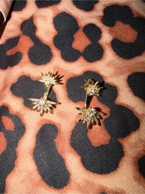 Gold Sunburst Crystal Drop Earrings - Women Jewelry